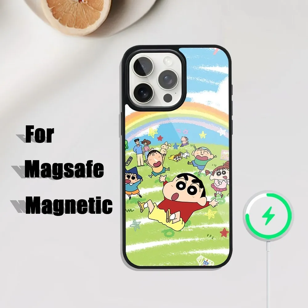 Anime C-Crayon-S-Shin-chan Cute Phone Case For iphone Pro 11 Max 13 12 14 Mini 15 Plus Magsafe Magnetic Wireless Charging Shell