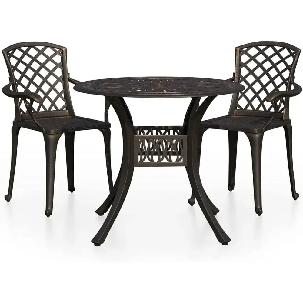 

Special Offer3 Piece Patio Bistro Sets Cast , Garden Bistro Table And Chairs Set Or Balcony, Backyard, Garden, Cast Bronze,-358