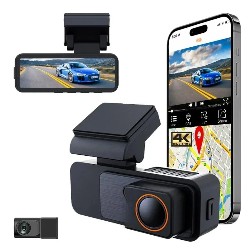 

Car 4k Wifi Global Positioning System Dashboard Camera Dual Lens Front and rear 4k Dashboard Camera Car