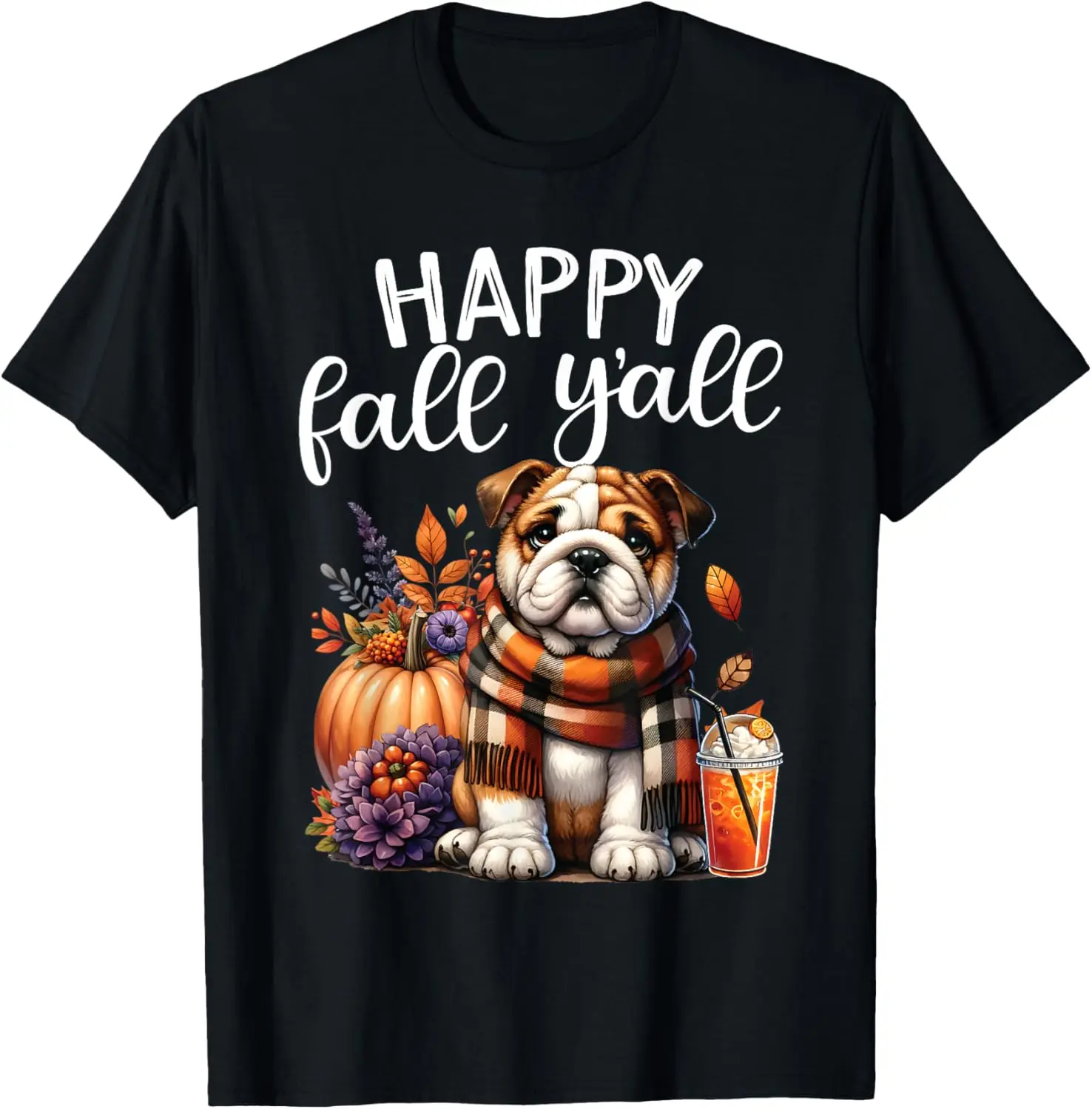 Camiseta Grateful Grateful Blessed English Bulldog Fall Y'all Autumn
