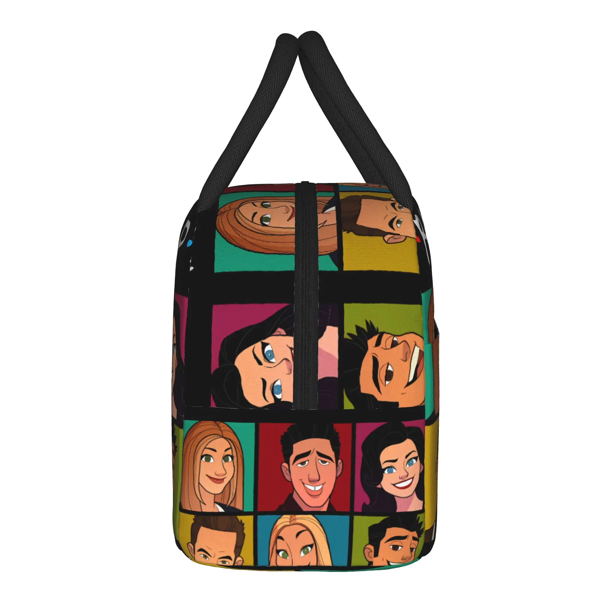 Friends TV Show Lunch Bag  Aesthetic Lunch Box Outdoor Picnic Portable Thermal Tote Handbags For Women Oxford Print Cooler Bag