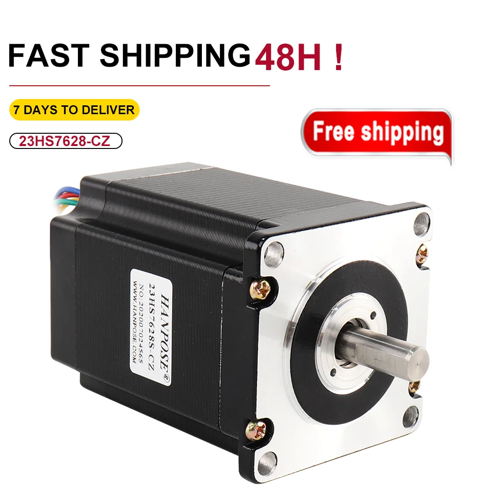 2.8A 189N.cm 4 Leads Nema23 Stepper Motor 24V 2 Phase 1.8 Degree 23HS7628-CZ 3D Printing Parts Rear Output for Medical Industry