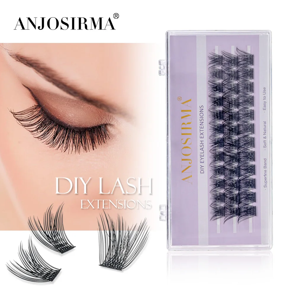 ANJOSIRMA DIY Eyelash Extension Individual Cluster fluffy Lashes Thick Natural Look Soft False Eyelashes lash clusters makeup