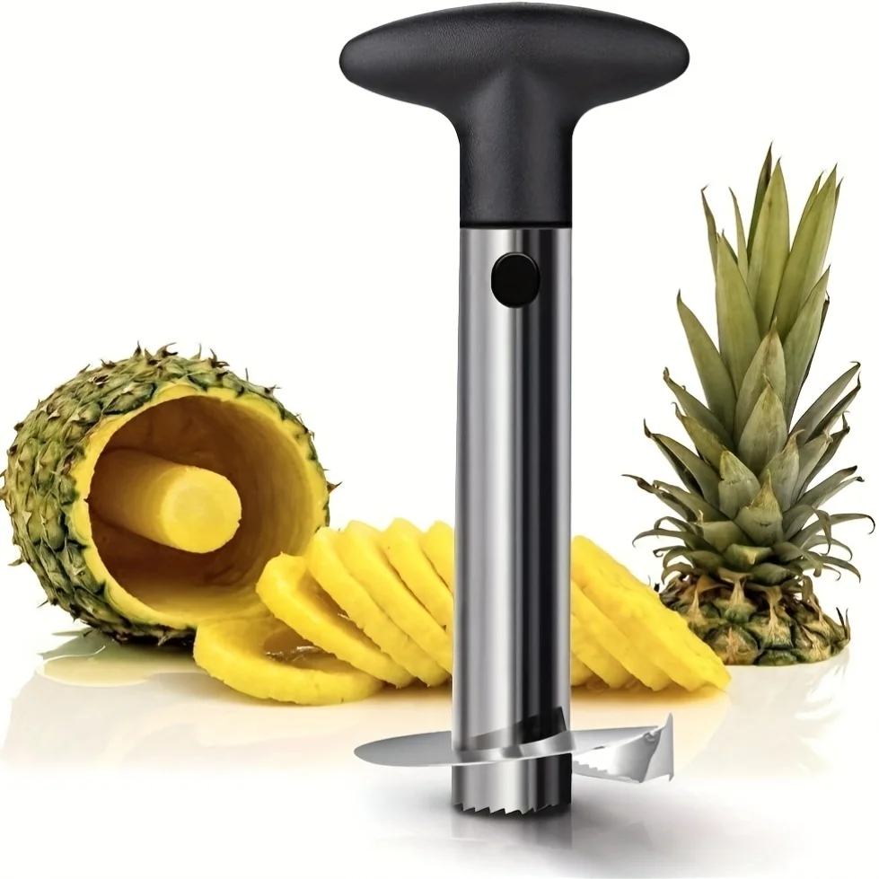 Pineapple Peeling, Coring, And Slicing Tool with a Handle Designed for Effortless Removal of Pineapple Skin And Core