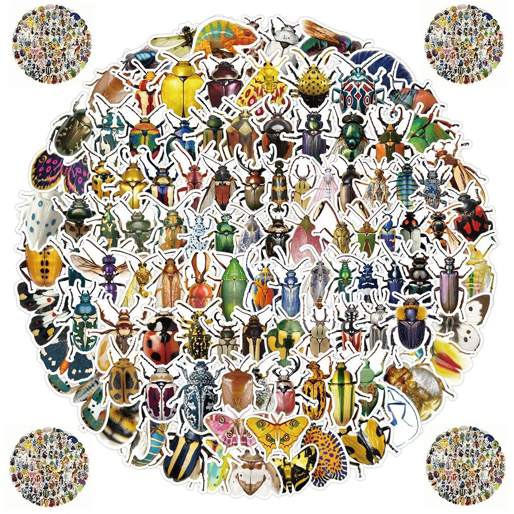 10/50/100/200 Stuks Gemengde Insect Cartoon Stickers Kevers Motten Vlinder Decals Diy Skateboard Telefoon Bagage cool Graffiti Sticker
