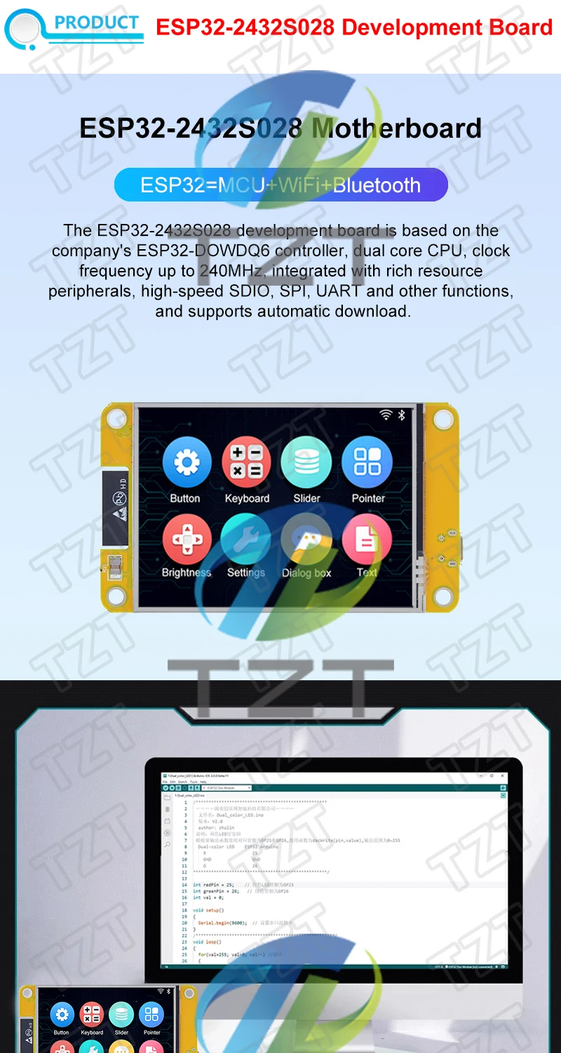 TZT ESP32 LVGL WLAN- und Bluetooth-Entwicklungsboard 2,8 Zoll LCD TFT-Modul 240*320 Smart Display Bildschirm mit Touchfunktion – Detail 1