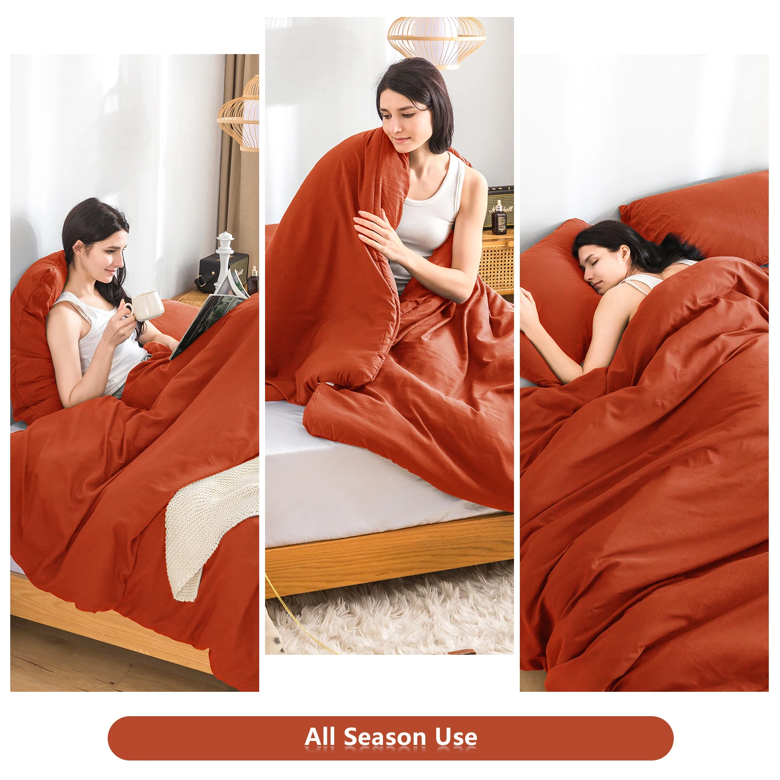 New Bedding Set, Twin/Twin XL 2Piece Bedding, Luxury Soft Poly cotton Sets, Burnt Orange,Fit In Your Single Bed.