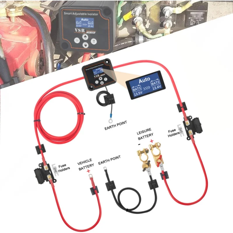 

Adjustable Voltage 12V 140A Dual Battery Isolator VSR Durable Power Isolator For Lithium & Lead-Acid Battery Car RV ATV UTV