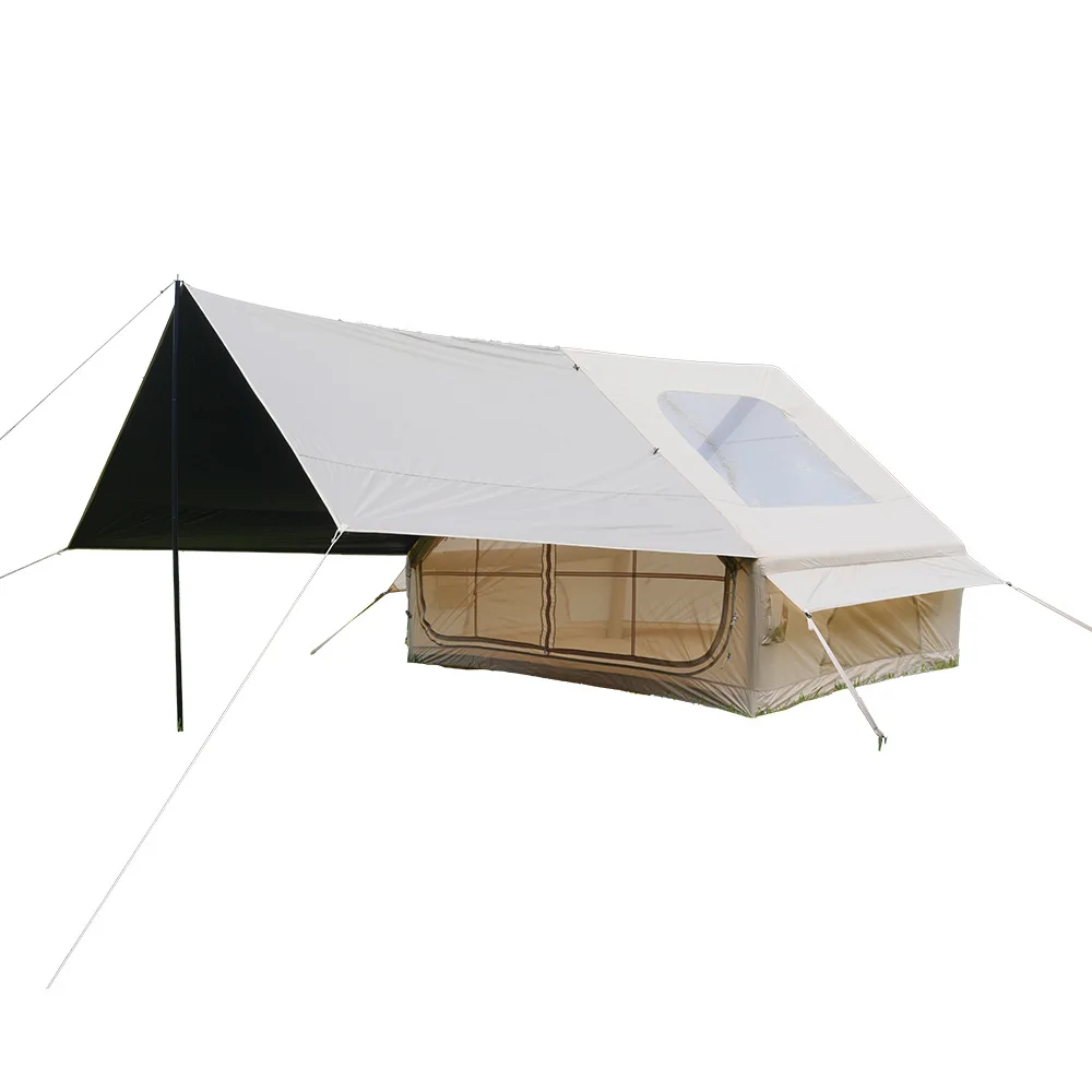 6.3 Square Meters Thickened Outdoor Camping Inflatable Roof Tent Extended Canopy Sun Protection Black-Coated Oxford Cloth