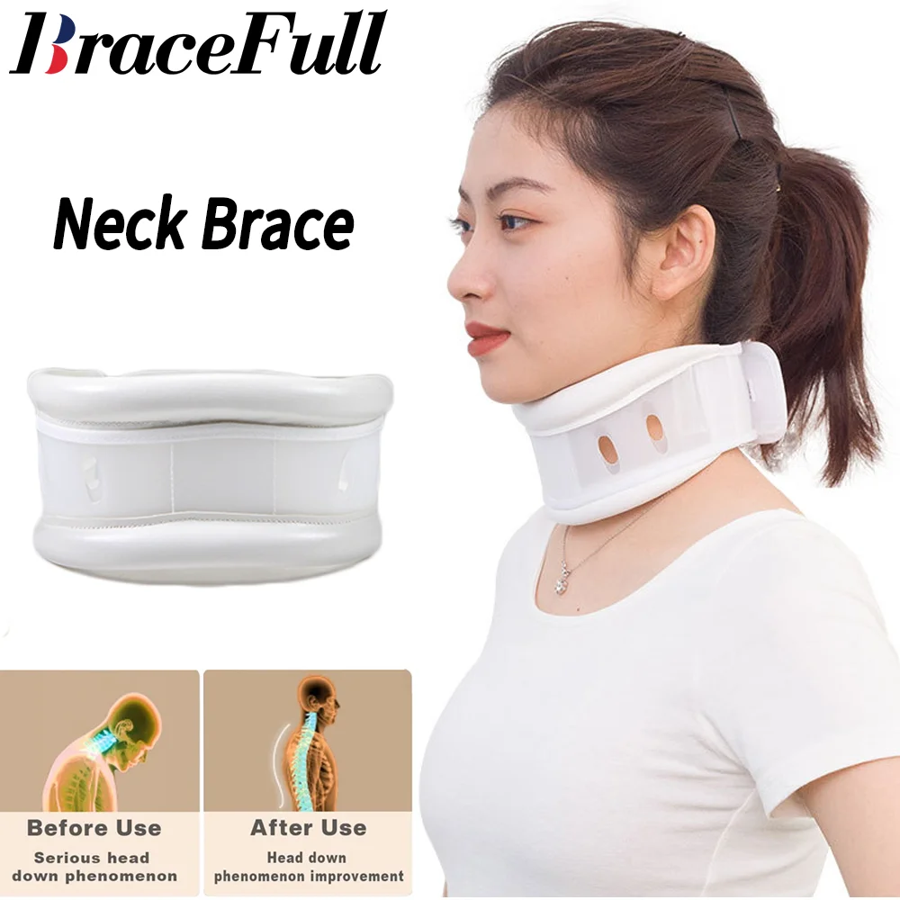 

Cervical Neck Brace Collar with Chin Support for Stiff Relief Correct Pain Bone Care Health Soft Adjustable and Women & Men