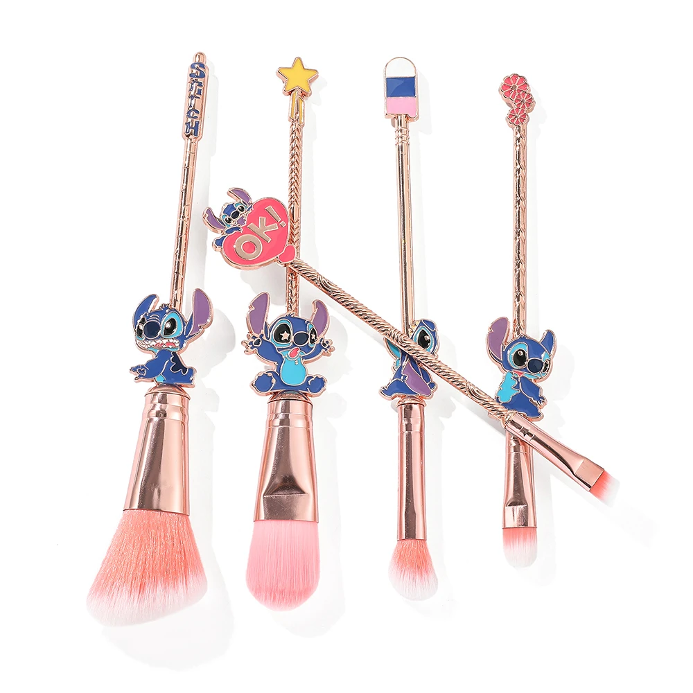 5pcs/set Lilo & Stitch Makeup Brushes Kawaii Stitch Model Cosmetics Brush for Women Eyeshadow Concealer Lip Eye Brush