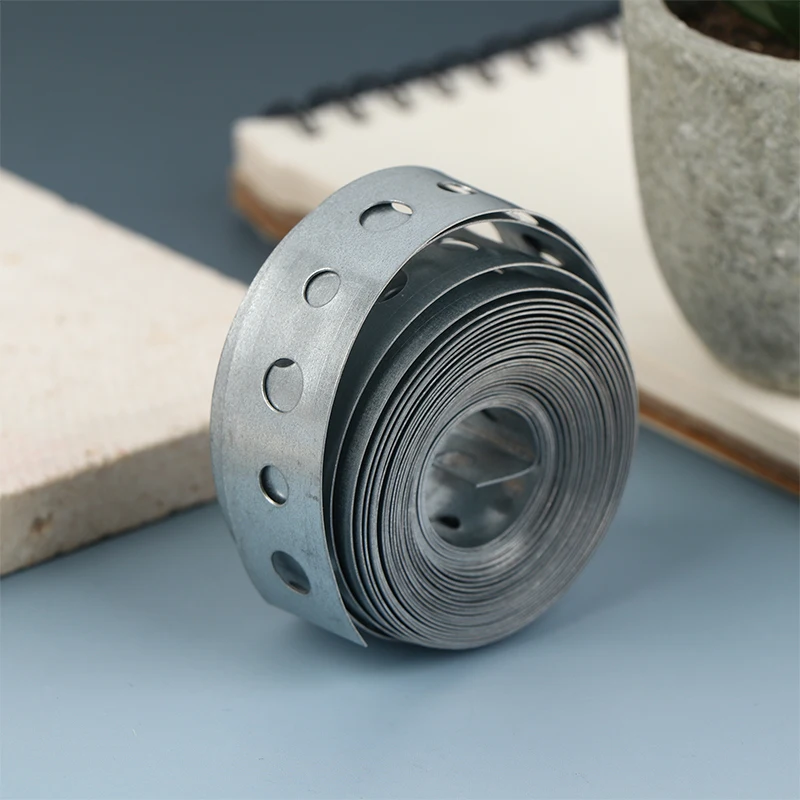 1 Roll Galvanized Steel Tape Hanger Strap Pre-Punched Multi-Slot Metal Tape For Pipe Supports Hanging And Sheet Metal Work