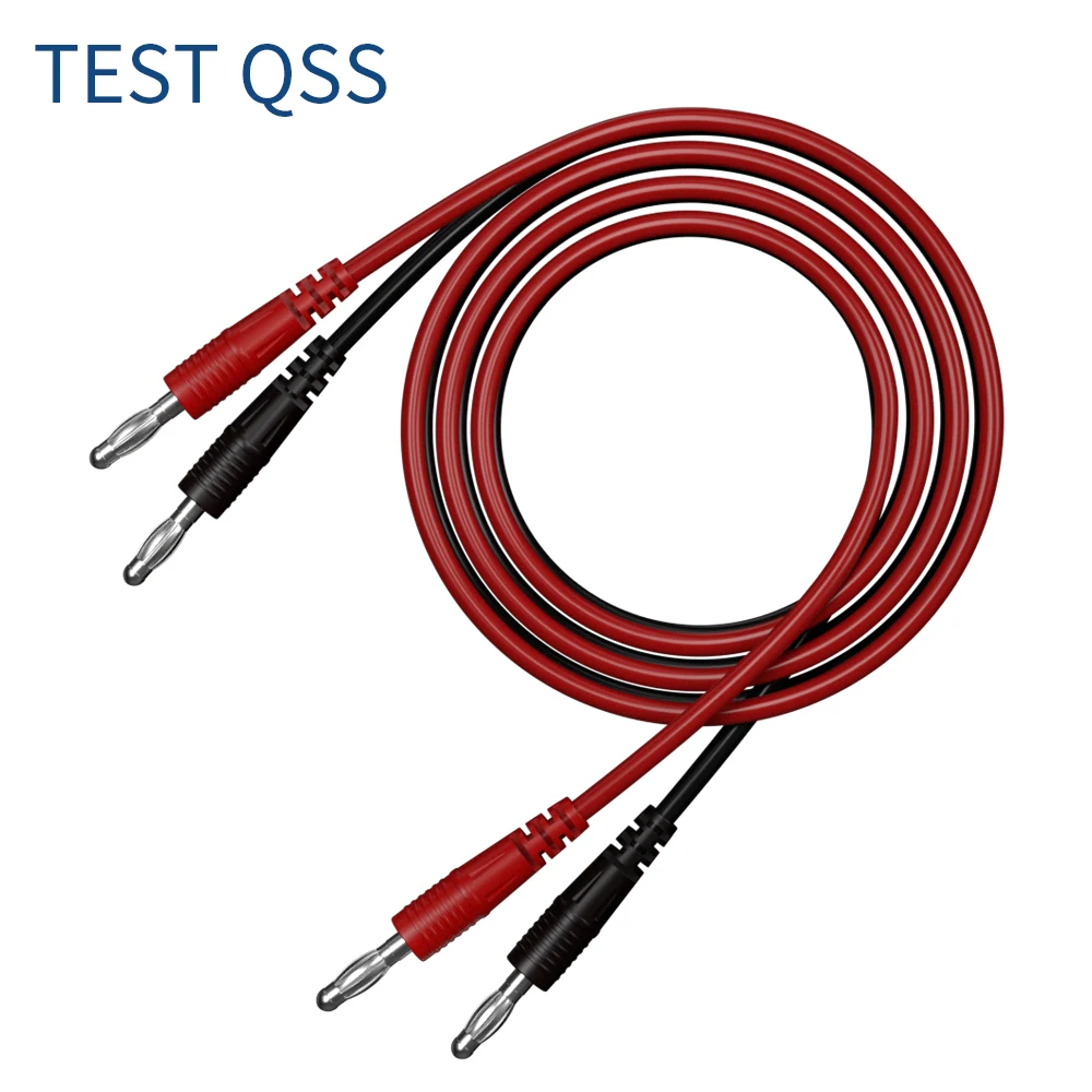 QSS 2pcs Dual 4mm Banana Plug Multi-meter Test Leads Cable Wire 100cm Electrical Connector Red Black DIY Tools