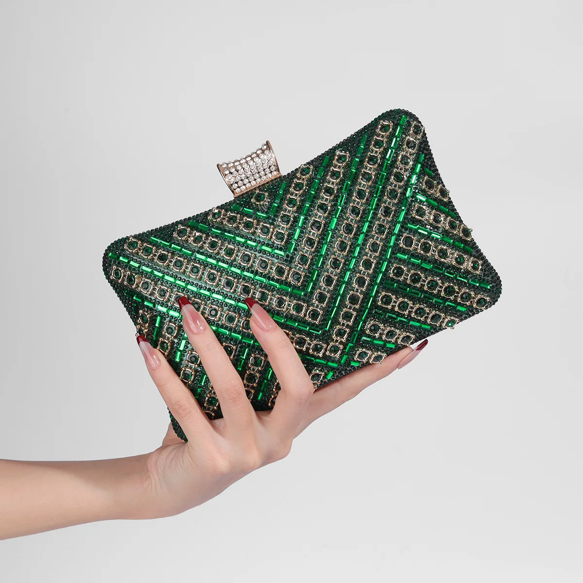 

Небольшая квадратная сумка, инкрустированная бриллиантами, блестящая банкетная сумка-клатч, платье Cheongsam, сумка для ужина, двусторонний бриллиант.