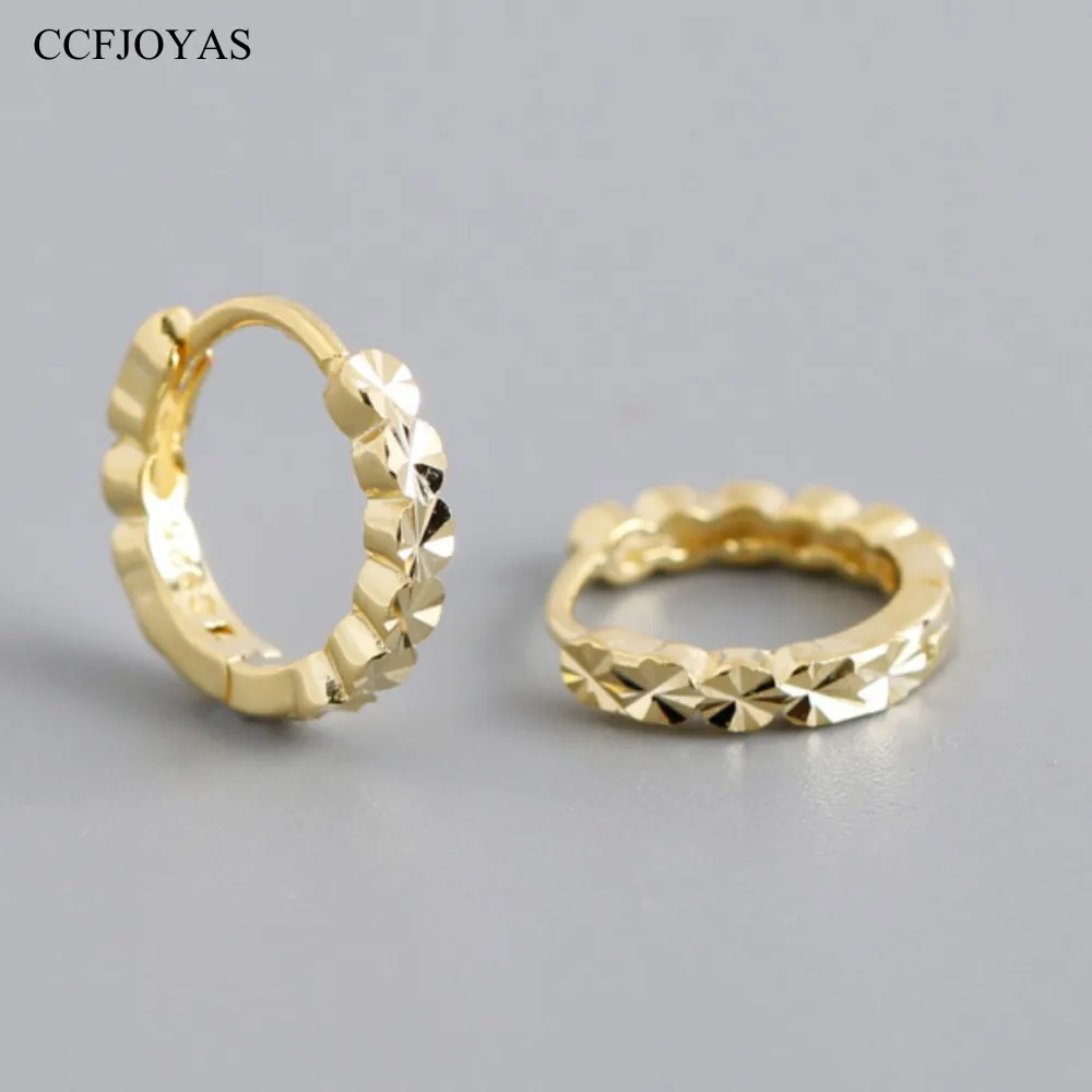 

CCFJOYAS 925 Sterling Silver Hoop Earrings for Women Simple INS Car Pattern High-end Sense Personality Circle Earrings Jewelry