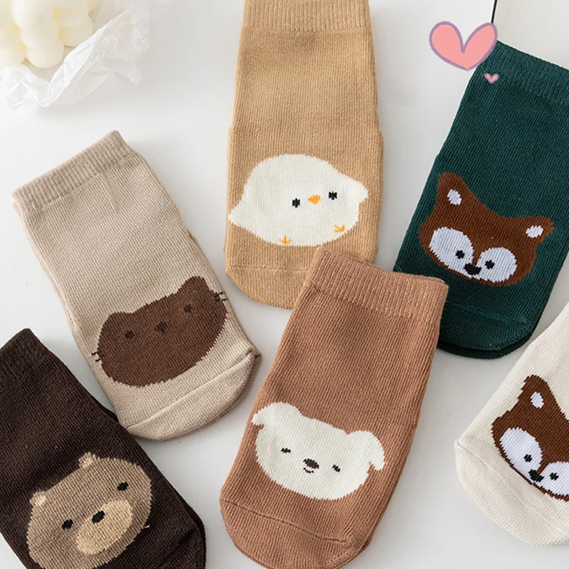 6Pairs Cute Cartoon Animal Baby Anti-Slip Floor Socks Soft Toddler Non-slip Socks for 0-5Y Boys Girls Infant Indoor Walking Sock