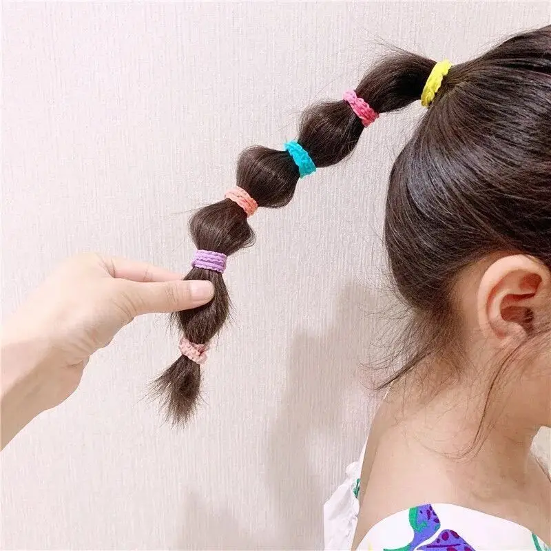 50PCS Children Colorful Mini Elastic Hair Bands Girls Cute Rubber Ponytail Band Sweet Kids Hair Accessories Small Scrunchie