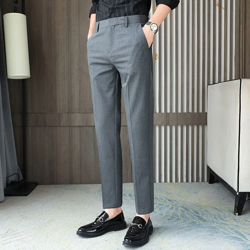 New Men's Trousers High-end Men's Slim Long Summer Thin Casual Pants