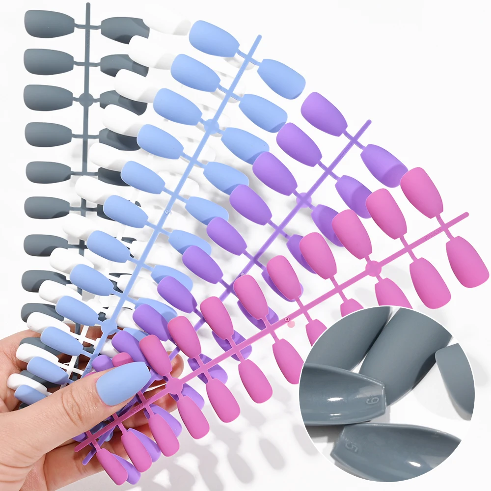 

120pcs Solid Frosted Matte Strips False Nail Ballet Press on Nails Tips for Nail Art Artificial Fingernails Full Cover Fake Nail