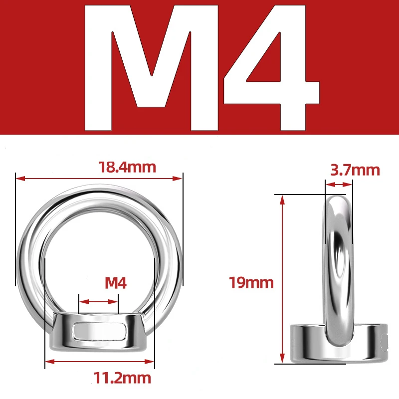 DIN582 M3 M4 M5 M6 M8 M10 Eye Nut 304 Stainless Steel Marine Lifting Eyenut Ring Nut Loop Hole for Cable Rope Lifting