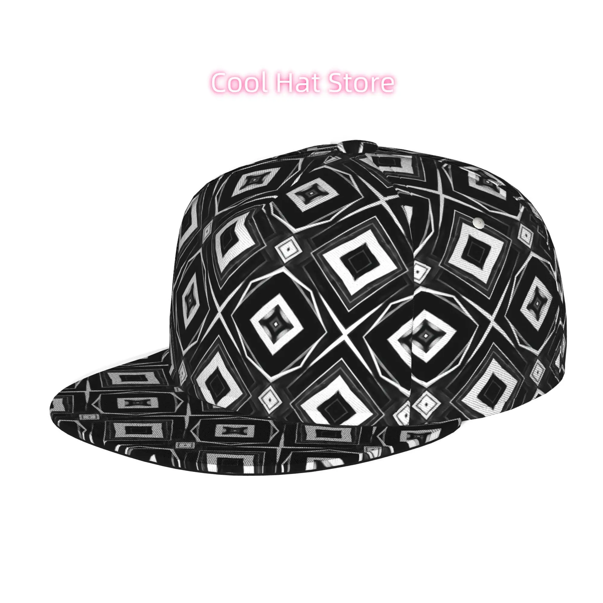 Men's & Women's Baseball Cap with Adjustable Snap-On Brim & Flat Top Design - Lightweight Abstract geometric mosaic pattern