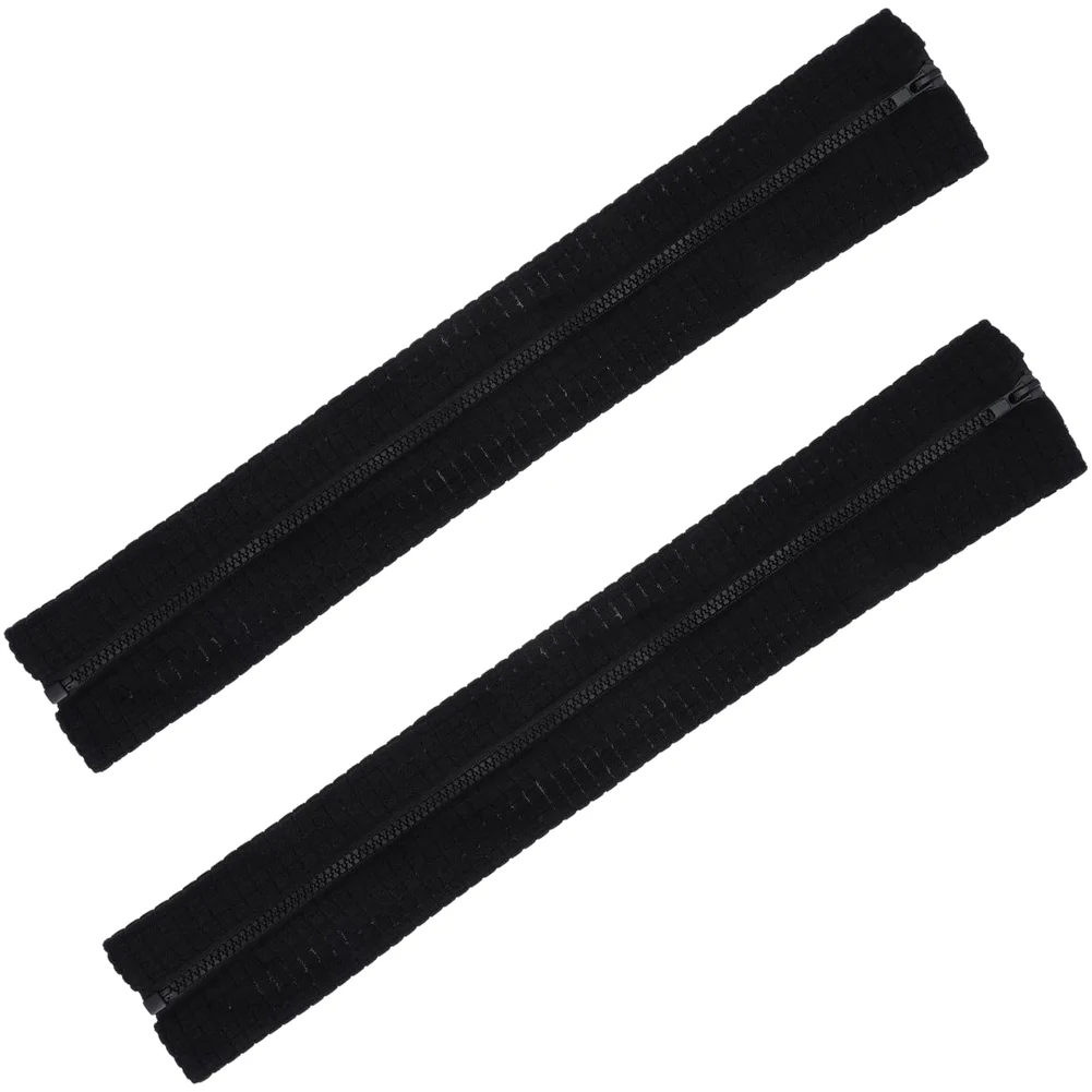 Pair Black Armrest Covers Zippered Design 44cm Length For Office Chair Arm Sleeves Comfortable Padding Home Decor Items