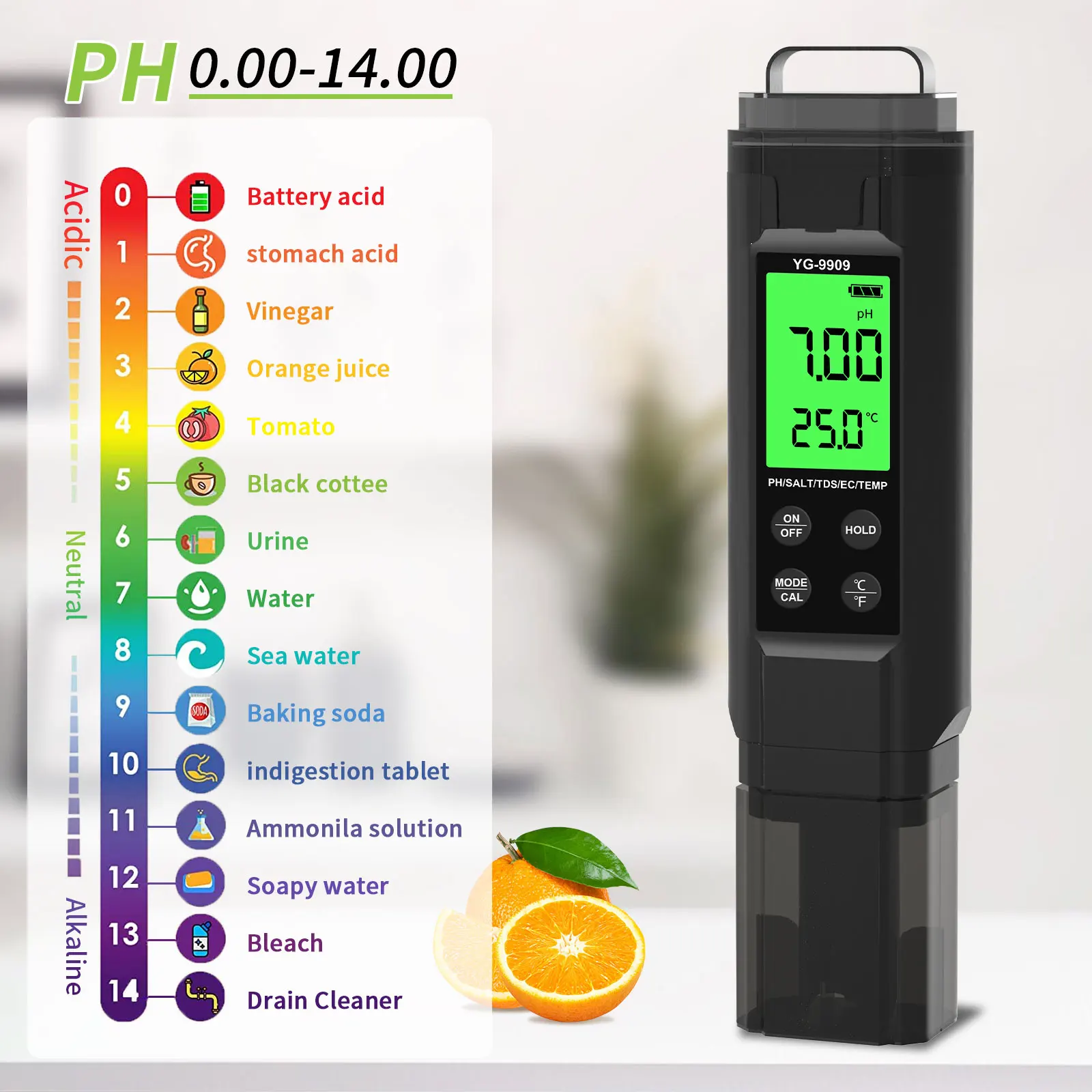 5 in 1 Salinity TDS EC ppm PH Meter 0.01 Resolution High Accuracy Salt Water Quality Tester for Aquariums Hydroponic Aquaculture