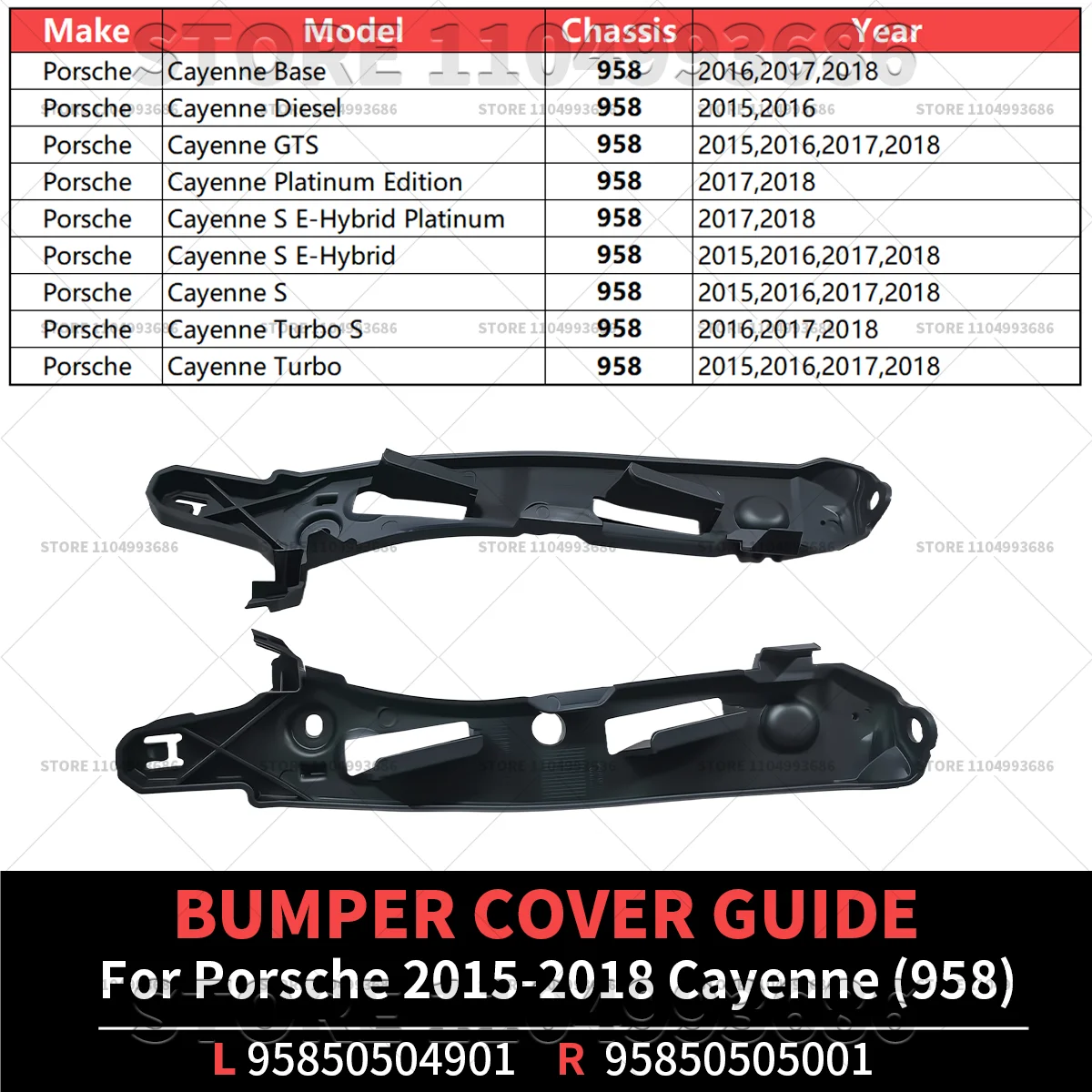 For 2015-2018 Porsche Cayenne (958) Front Bumper Suspension Shock Absorber Bellows Cover Guide OEM 95850504901 95850505001