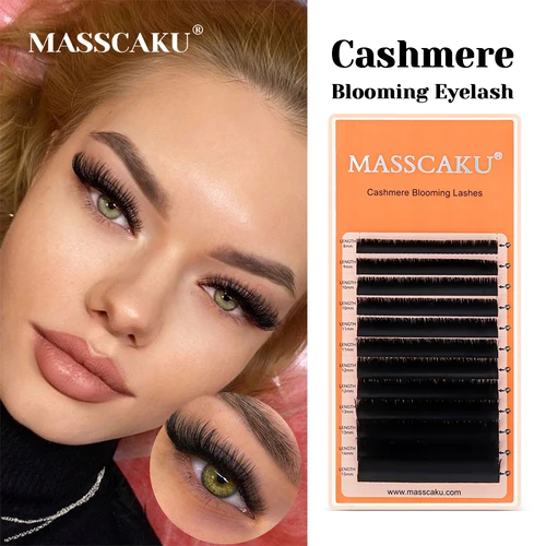 Producto popular Extensiones de pestañas con volumen de abanico fácil hechas a mano, longitud de 8-20 mm, pestañas postizas de floración automática de cachemira de MASSCAKU