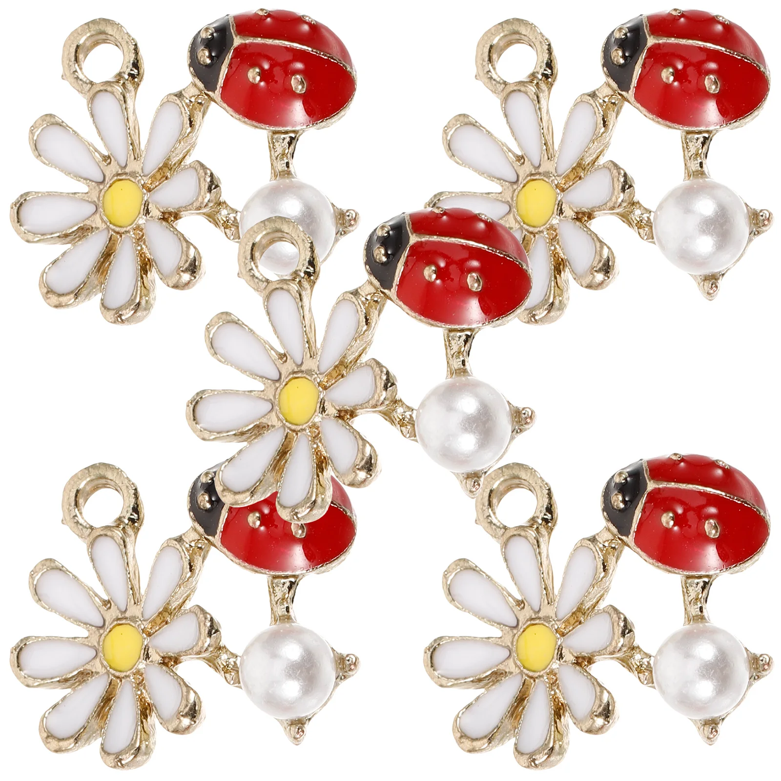 

5 Pcs Ladybug Pendant H made Necklace Pendants Accessories Earring Charm DIY Decors Durable Alloy Daisy Shaped Bracelet Charms