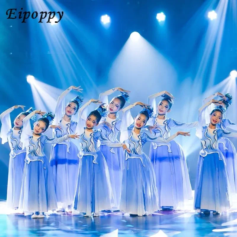 Traje de dança clássica feminina, vestido de coro elegante, vestido de dança estilo moderno chinês, exame de arte