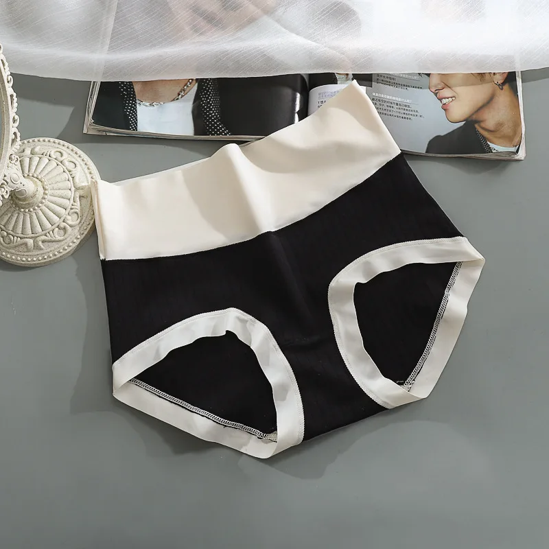 Bezešvé kalhotky pro ženy, bavlněné kalhotky s vysokým pasem, neviditelné kalhotky z ledového hedvábí, velké velikosti - náhled 6