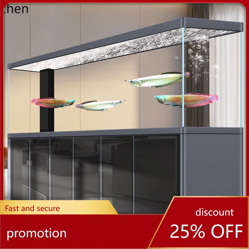 

CZ New Rounded Corner Aluminum Alloy Living Room Home Screen Office Bottom Filter Large Fish Tank No Need to Change Aquarium