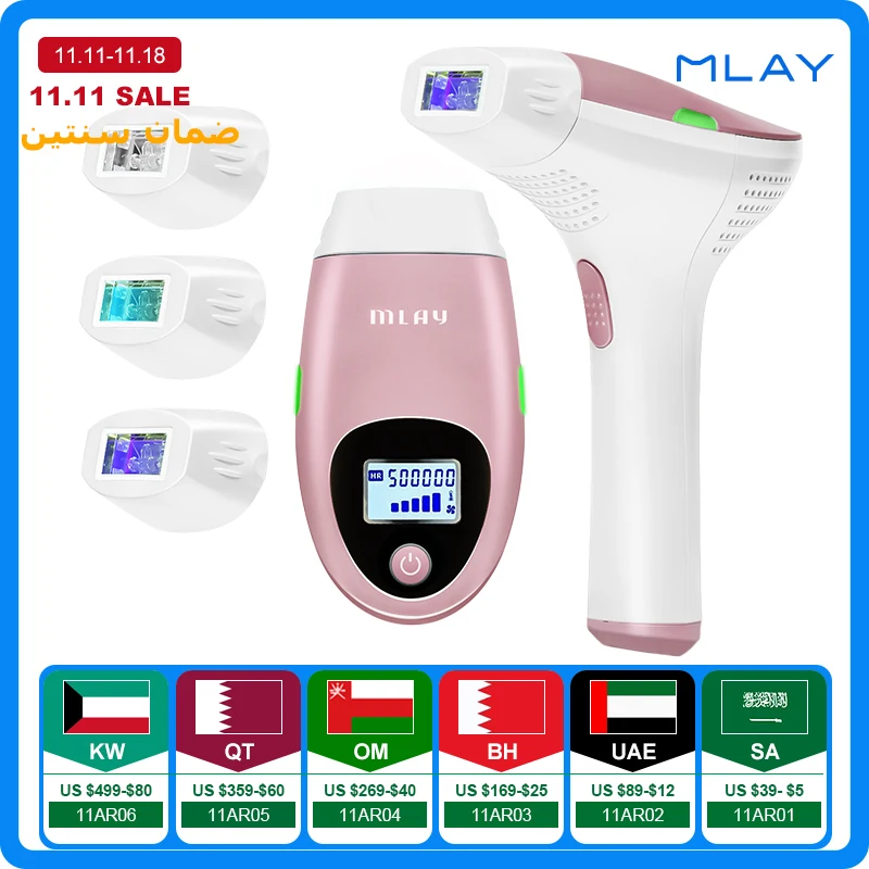 MLAY Lase Hair Removal Malay T3 Laser Epilator Body Face Bikin Hair Removal Female Epilator 500000 Flashes Depilator