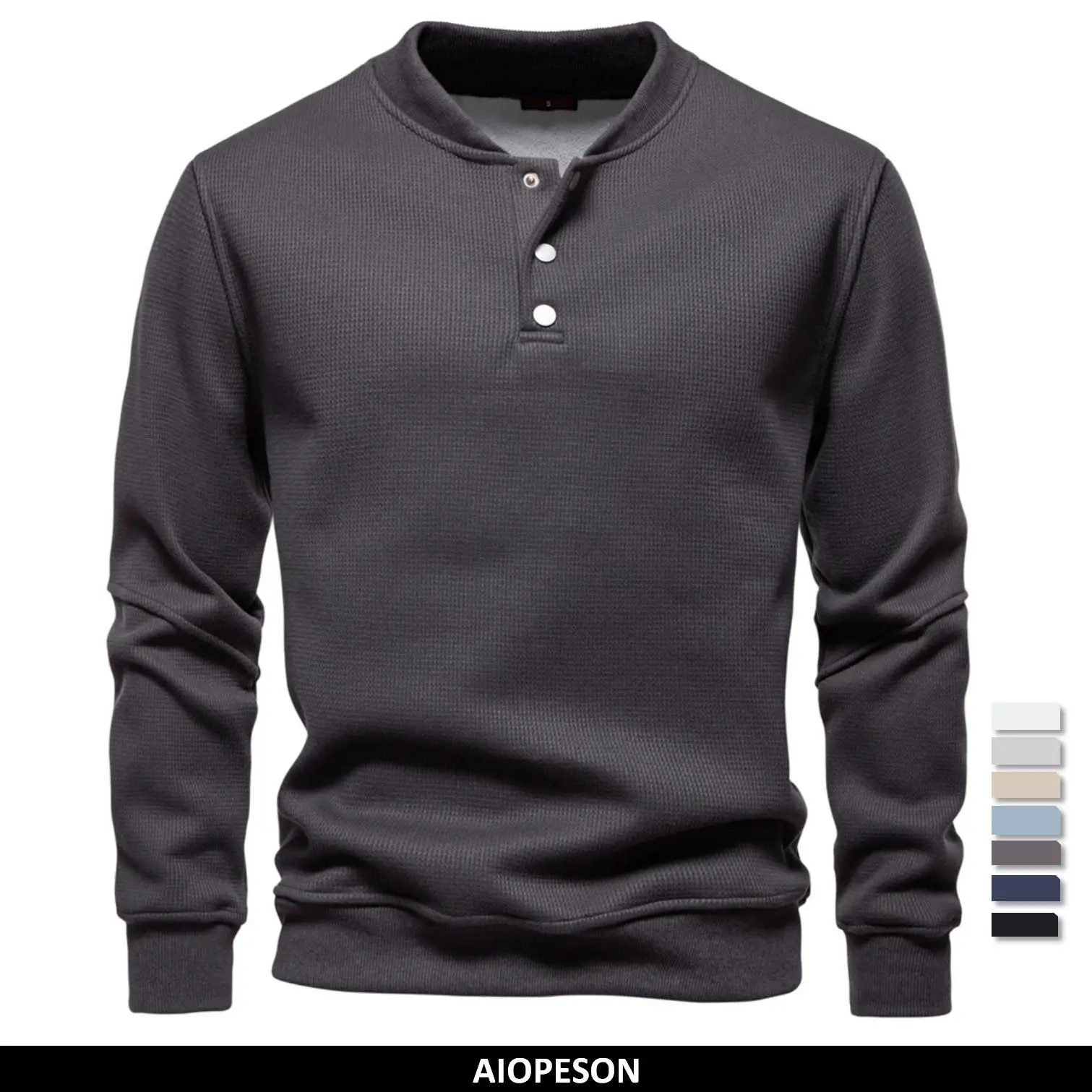 Men's Solid Color Fleece Lined Sweatshirt Winter Casual