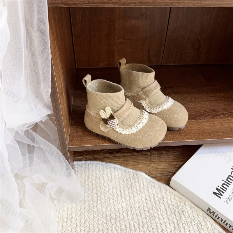 أحذية الأميرة للفتيات لخريف وشتاء جديد للاستخدام الخارجي غير قابلة للانزلاق ونعل ناعم أحذية قصيرة خفيفة الوزن ومريحة أحذية جلدية لطيفة #5