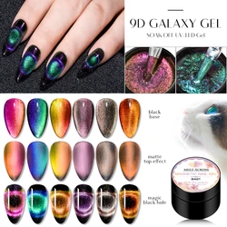 MEET ACROSS 9D Galaxy Gel Magnetic Cat Eye Nail Gel Polish Long Lasting Shining Magnet Cat Eye Nails Nail Art Soak Off UV Gel