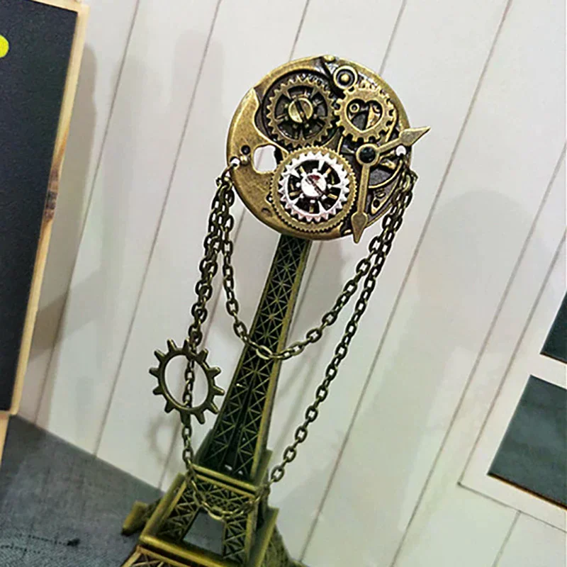 Retro Steampunk Gear Brooches Gear Tassel Chain Lapel Pins Men Shirt Suit Badge Jewelry Accessories