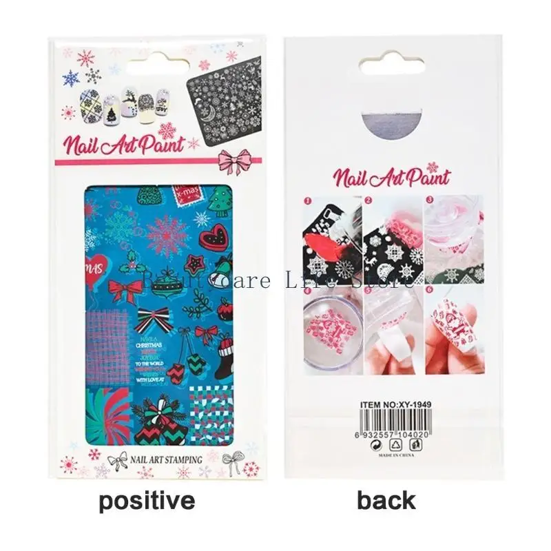652C Christmas Nails Stamps Nails Art Stamping Plates Snowflake Nails Stamping Templates Winter Nails Art Stencils for Woman
