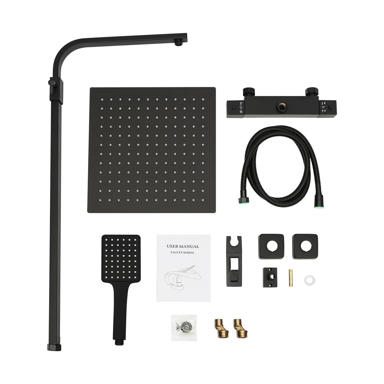 Schwarzes thermostatisches Duschset, verstellbar und einziehbar, sorgen für ein beruhigendes und entspannendes Duscherlebnis – Detail 7