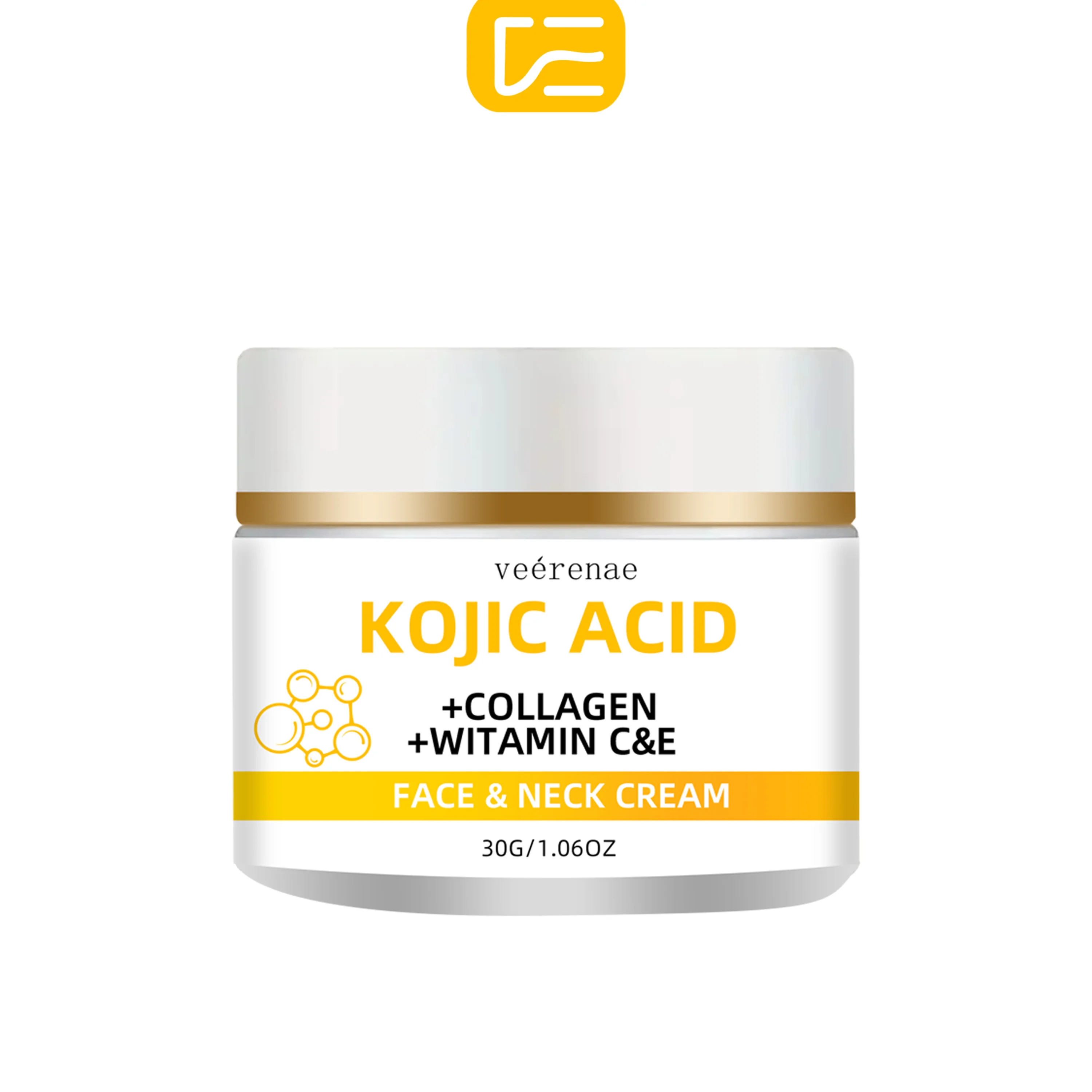 veérenae KOJIC ACID FACE & NECK CREAM, Moisturizing Facial Cream for Men & Women, Fast-Absorbing, Fast-Absorbing, All Skin Types