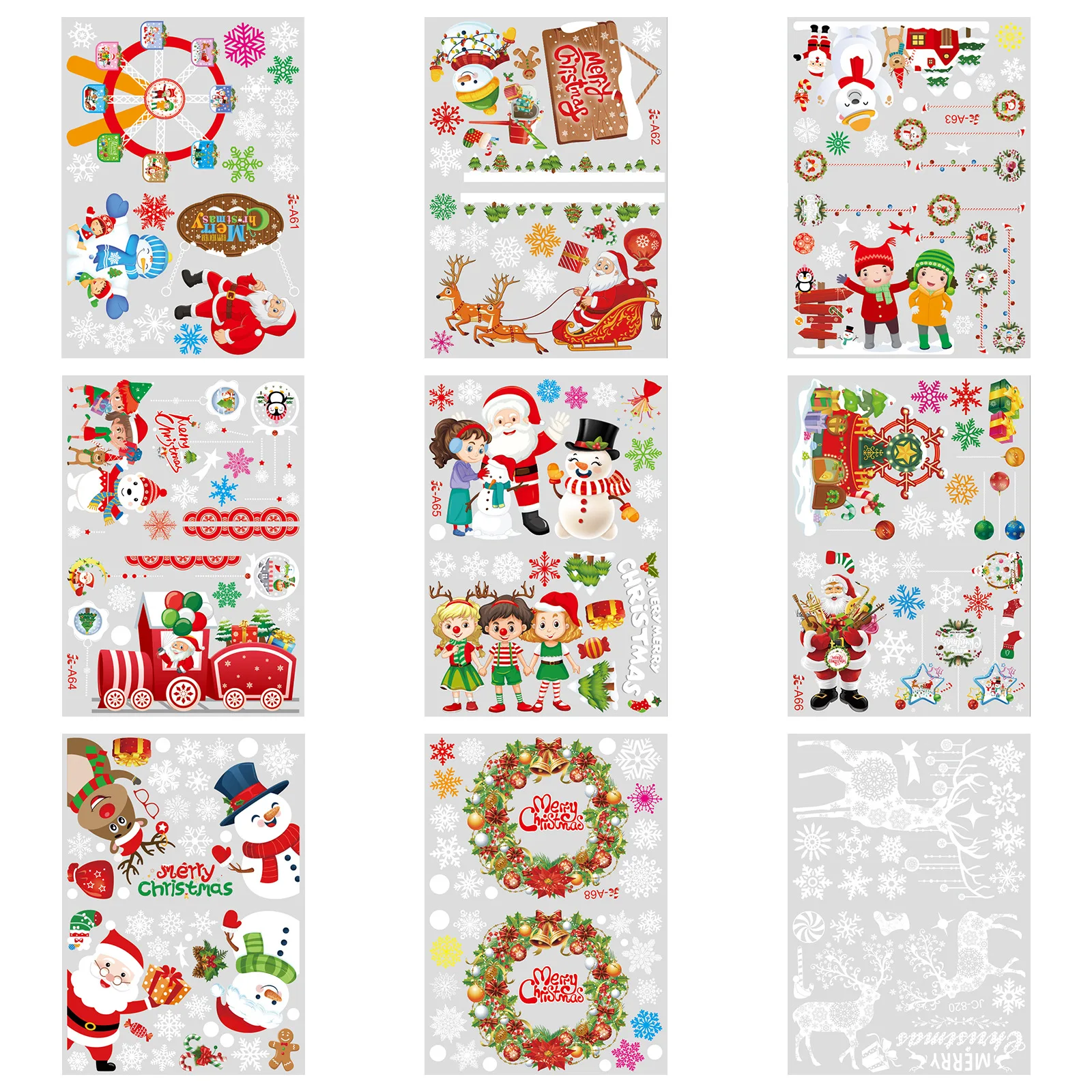 크리스마스 창문 데칼 휴일 정전기 부착 장식품 축제적인 상점 전면 스티커 탈부착 가능한 장면 장식 잔여물 없는 필름 겨울