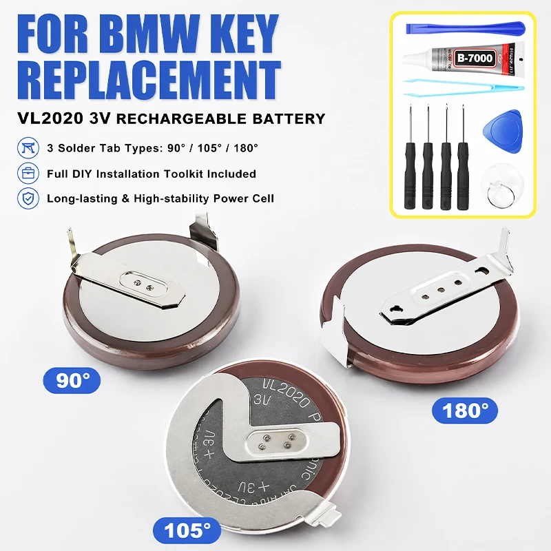 NUEVO Para Panasonic VL2020 2020, batería recargable de litio, patas de 90 grados, 105 grados, 180 grados, para llave de coche BMW-Mini