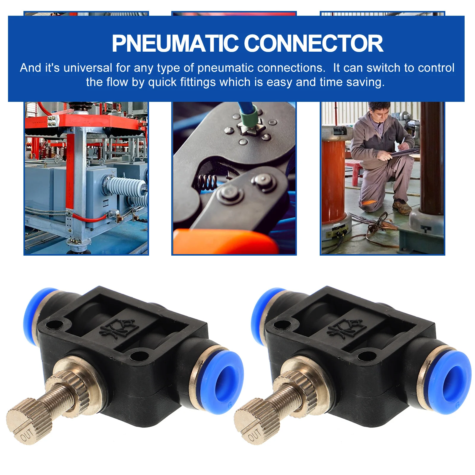5 個ワンタッチ流量制御バルブインラインスロットル空気圧コネクタチューブ 6 ミリメートル 14 エア継手ジョイント黒流量制御バルブ