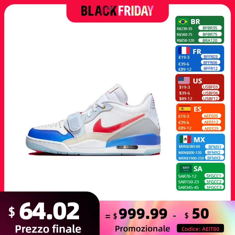 Nike AIR JORDAN LEGACY 312 low Man sneakers Lightweight Cushioning Basketball Shoes Casual and comfortable sneakers White&Blue