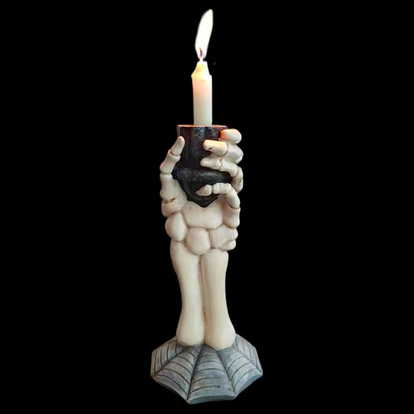 Halloween Taper Candle Holder Resin Skull Hand Candlestick Holder Halloween Decoration Candelabra for Kitchen Counter, Mantel