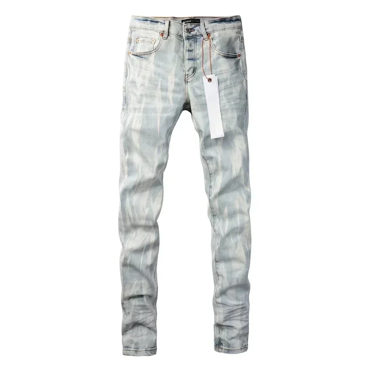 

High street Purples jeans Men Fashion top quality slim tie-dye washing personality Repair Low Raise Skinny Denim pants