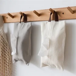 Japanese Style Hanging Napkin Holder Cover Cosmetic Box Case Canvas Cloth Tissue Box Pouch Organizer Home Office Car Accessories