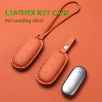 Leather Car Smart Key For Li Lixiang L7 L8 2022 2023 Fob Case Cover For Leading Ideal One Li Auto L9 Keychain Key Accessories