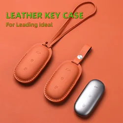 Leather Car Smart Key For Li Lixiang L7 L8 2022 2023 Fob Case Cover For Leading Ideal One Li Auto L9 Keychain Key Accessories